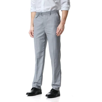 Мужские повседневные брюки сплошной цвет с регулируемой талией, деловые брюки с прямыми штанинами