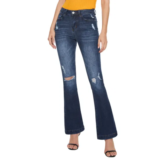 Женские расклешенные джинсы из денима с высокой талией и расклешенным низом на заказ