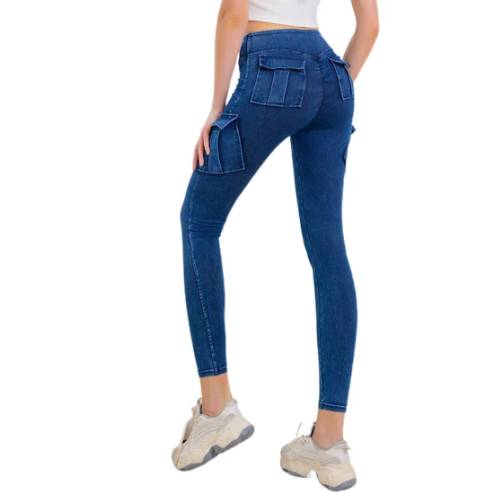 Джинсовые джинсы синие узкие женские спортивные леггинсы для тренажерного зала, фитнеса, йоги, штаны, леггинсы